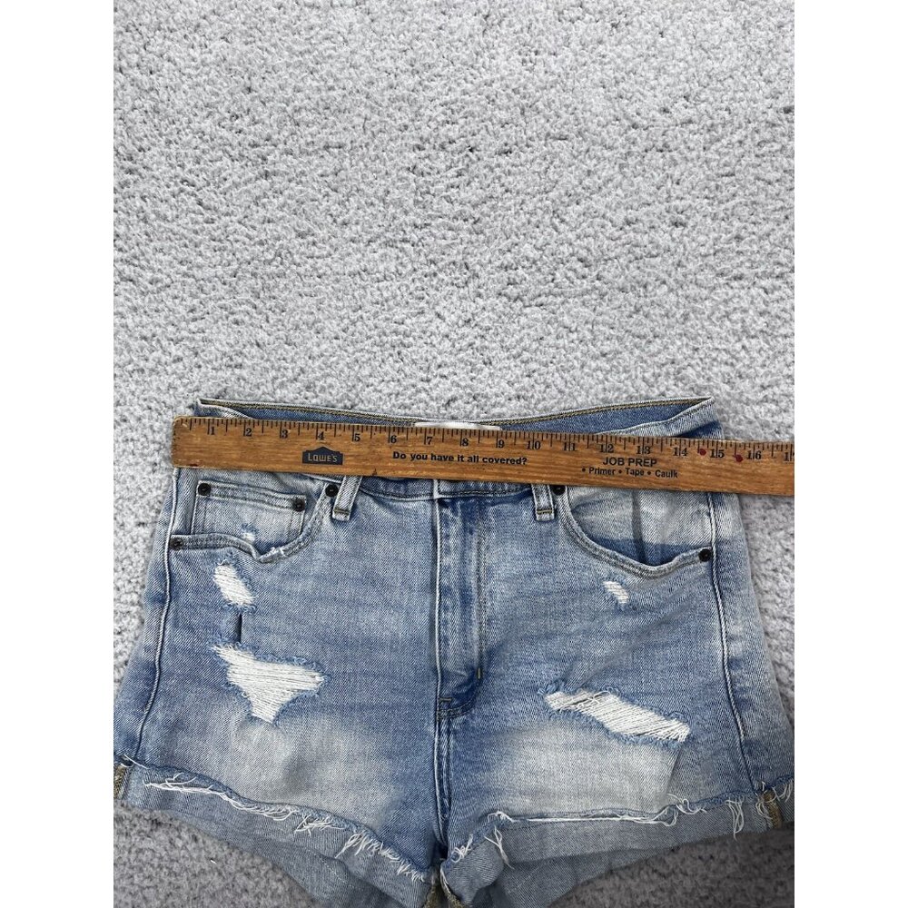 Women's Abercrombie & Fitch Light Wash High Rise Distressed Cuffed Shorts Size 6 - Picture 4 of 8